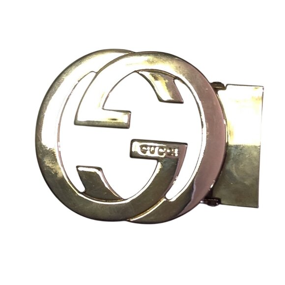 Gucci Silver BELT BUCKLE Men's Chrome / Rhodium Plated Interlocking "Gs" - Picture 1 of 11